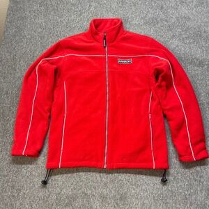 KARBON Red Fleece Zip Up Jacket Men's‎ XS TP White Trim Pockets Lined Warm Snow